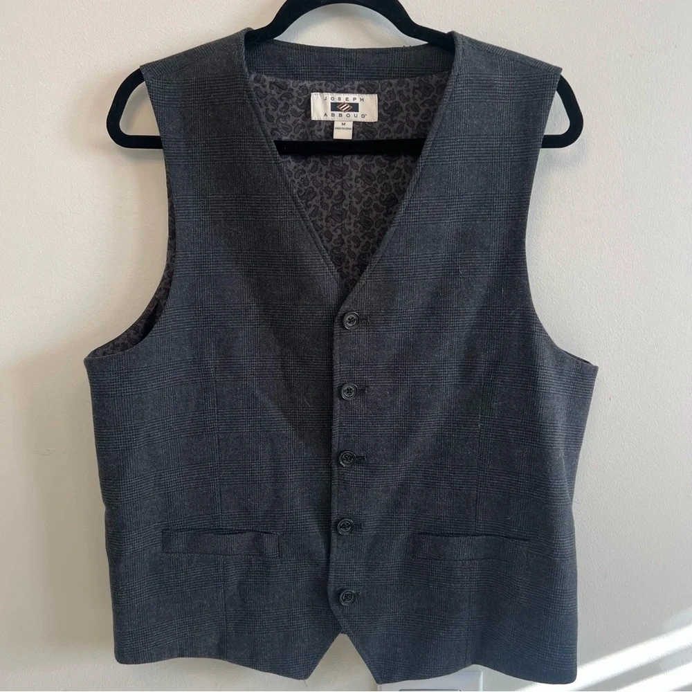 Joseph Abboud Charcoal Houndstooth Men’s Vest Wedding Fancy Business Career Work